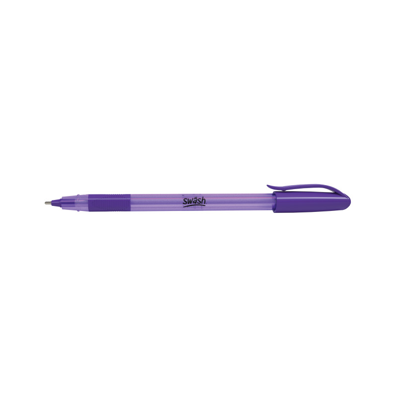 Swash+Triangular+Ballpoint+Pens+Rubber-Grip+Purple+%28Pack+of+40%29+%2B+3+Free+Green+BBT40PUR