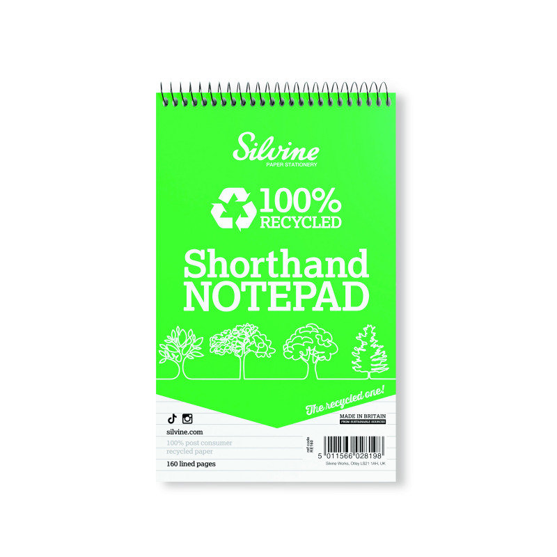 Silvine+Everyday+Recycled+Shorthand+Pad+127x203mm+%28Pack+of+12%29+RE160-T