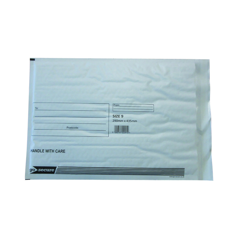 GoSecure+Bubble+Envelope+Size+9+Internal+Dimensions+290x435mm+White+%28Pack+of+50%29+KF71452