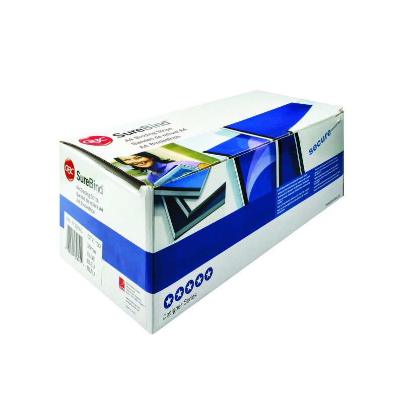 GBC+SureBind+A4+Binding+Strips+Blue+%28Pack+of+100%29+1132845