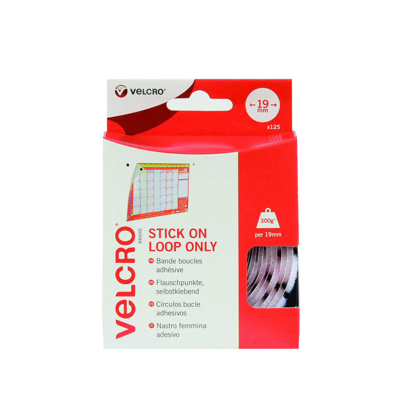 Velcro+Stick+On+Coins+Loop+Only+19mm+White+%28Pack+of+125%29+VEL-EC60232