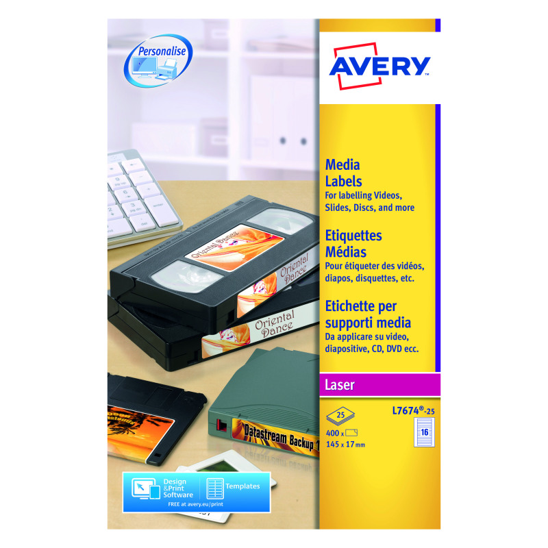 Avery+Video+Spine+Label+145x17mm+16+Per+Sheet+White+%28Pack+of+400%29+L7674-25