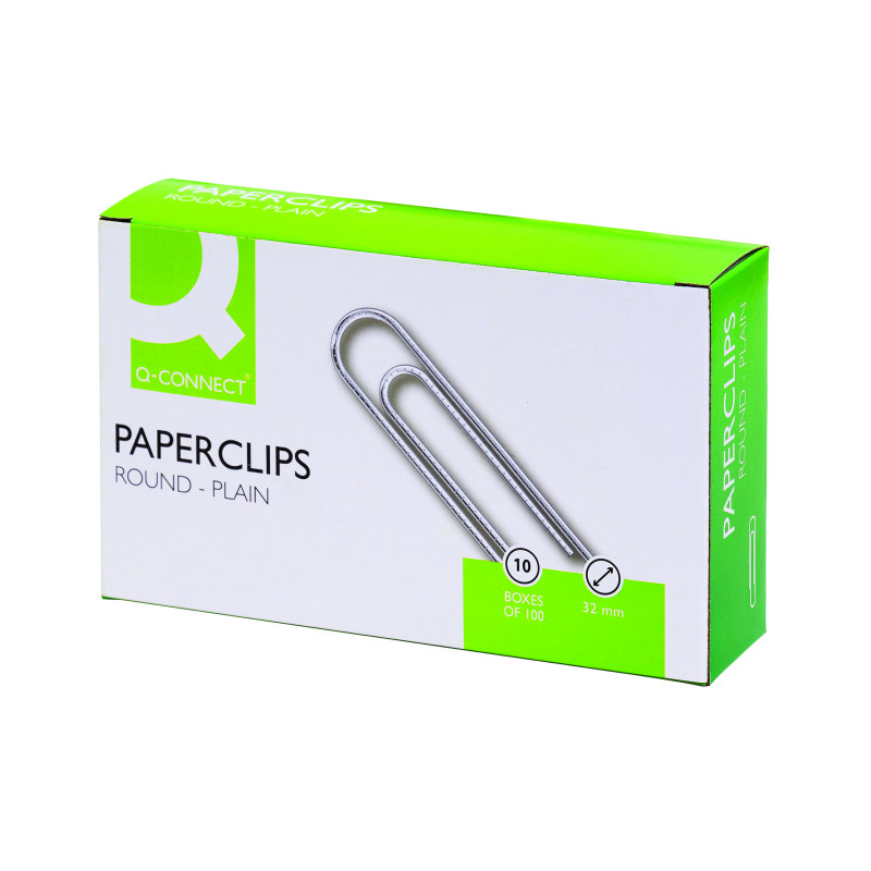 Q-Connect+Paperclips+Plain+32mm+100+Per+Box+%2810+Pack%29+KF01314Q