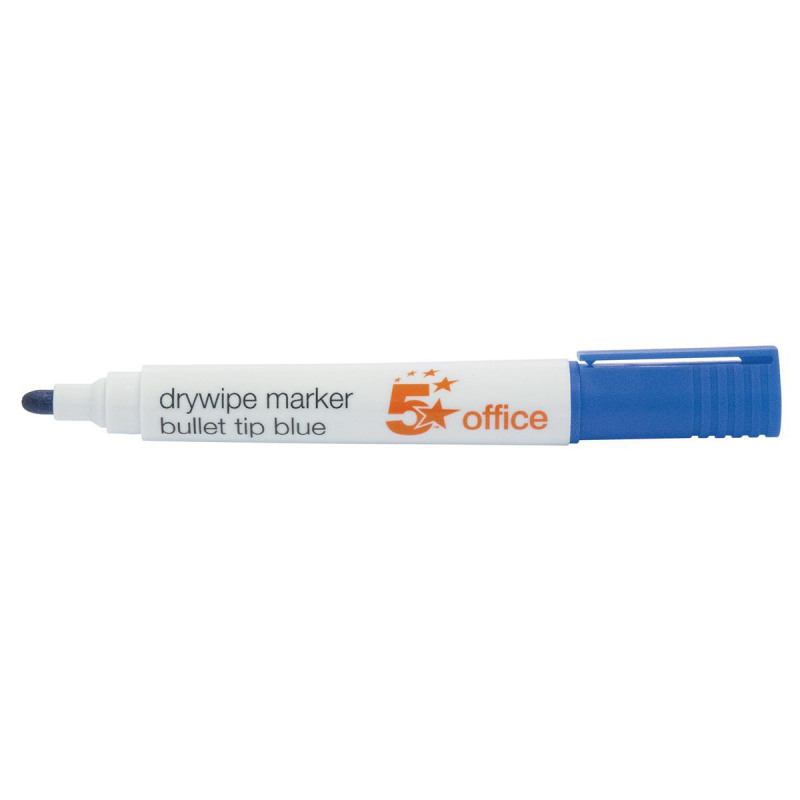5+Star+Office+Drywipe+Marker+Xylene%2FToluene-free+Bullet+Tip+3mm+Line+Blue+%28Pack+of+12%29
