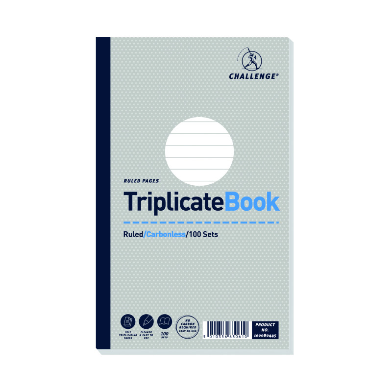 Challenge+Carbonless+Triplicate+Book+100+Sets+210x130mm+%28Pack+of+5%29+100080445