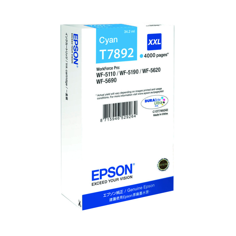 Epson+T7892+DURABrite+Ultra+Ink+Cartridge+Extra+High+Yield+Cyan+C13T789240