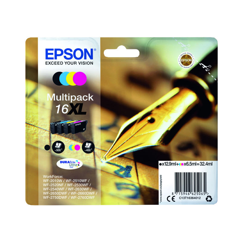 Epson+16XL+Pen+and+Crossword+DURABrite+Ultra+Ink+Cartridge+High+Yield+CMYK+Multipack+C13T16364012