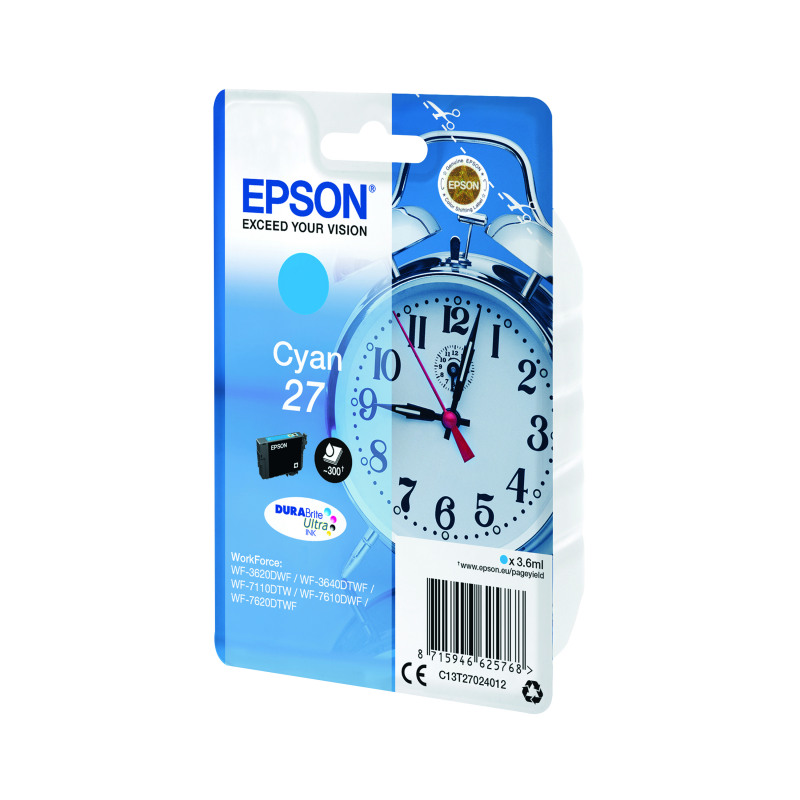 Epson+27+Alarm+Clock+DURABrite+Ultra+Ink+Cartridge+Cyan+C13T27024012