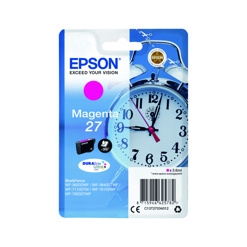 Epson+27+Alarm+Clock+DURABrite+Ultra+Ink+Cartridge+Magenta+C13T27034012