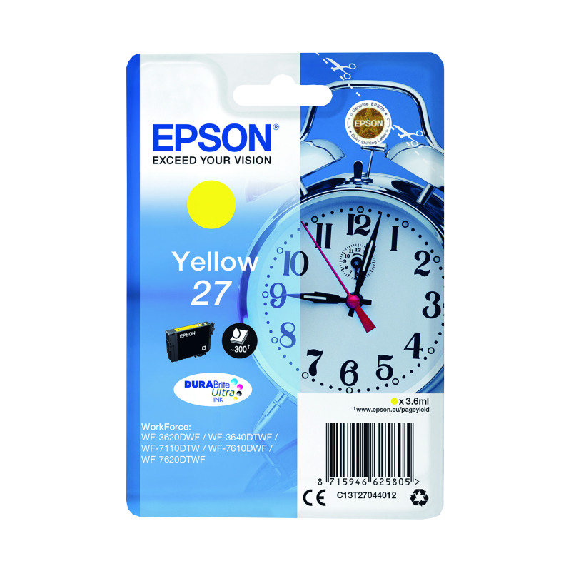 Epson+27+Alarm+Clock+DURABrite+Ultra+Ink+Cartridge+Yellow+C13T27044012