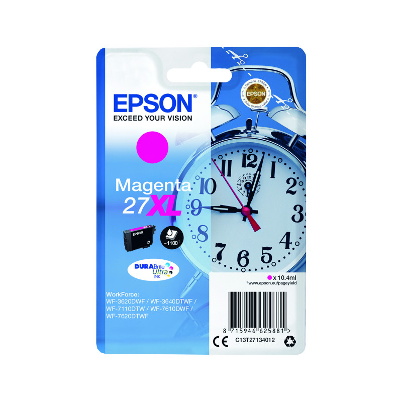 Epson+27XL+Alarm+Clock+DURABrite+Ultra+Ink+Cartridge+High+Yield+Magenta+C13T27134012