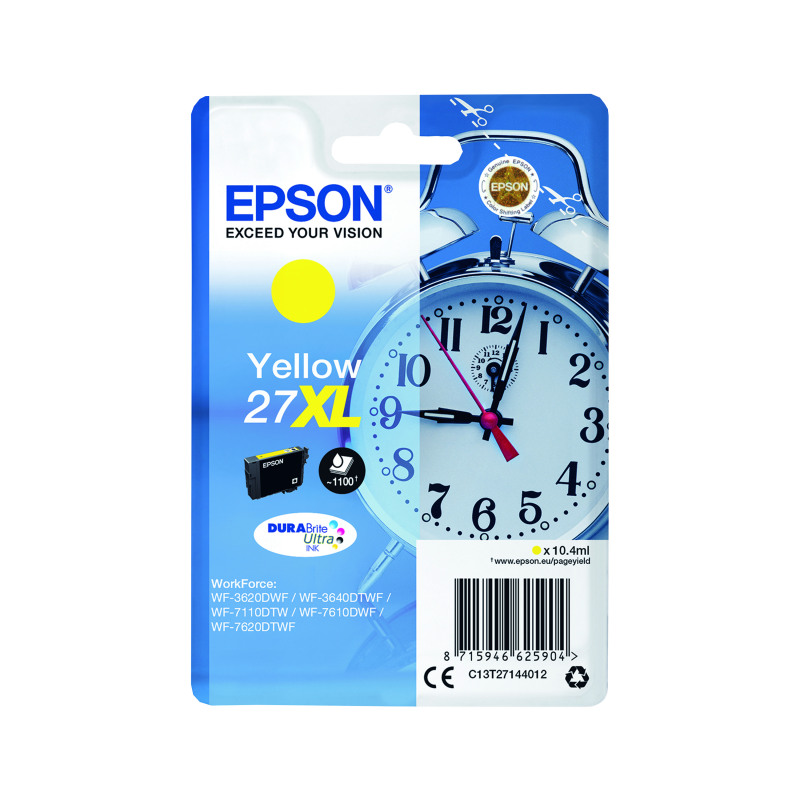Epson+27XL+Alarm+Clock+DURABrite+Ultra+Ink+Cartridge+High+Yield+Yellow+C13T27144012