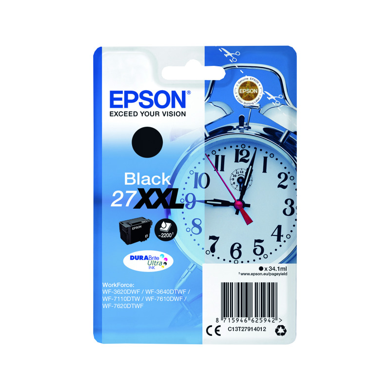 Epson+27XXL+Alarm+Clock+DURABrite+Ultra+Ink+Cartridge+Extra+High+Yield+Black+C13T27914012