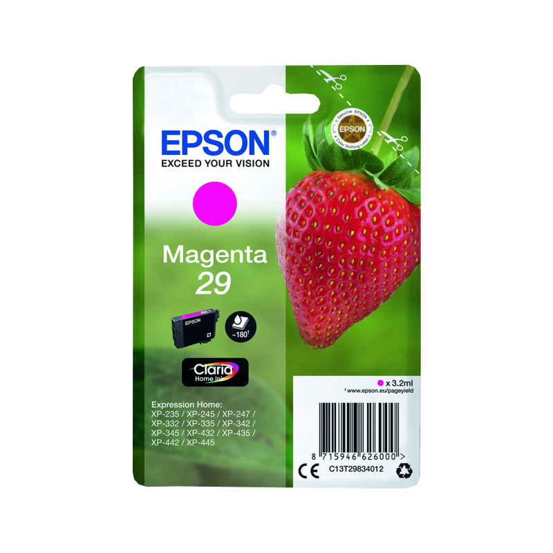 Epson+29+Strawberry+Claria+Home+Ink+Cartridge+Magenta+C13T29834012