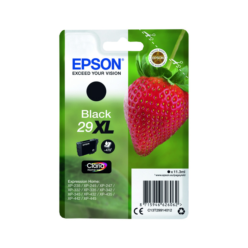 Epson+29XL+Strawberry+Claria+Home+Ink+Cartridge+High+Yield+Black+C13T29914012
