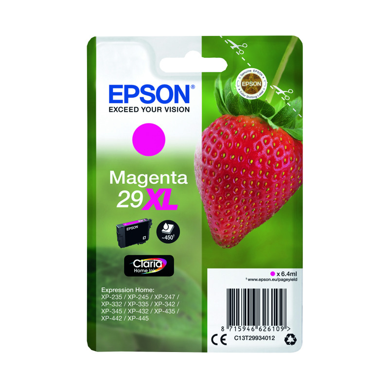 Epson+29XL+Strawberry+Claria+Home+Ink+Cartridge+High+Yield+Magenta+C13T29934012