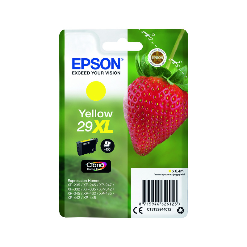 Epson+29XL+Strawberry+Claria+Home+Ink+Cartridge+High+Yield+Yellow+C13T29944012