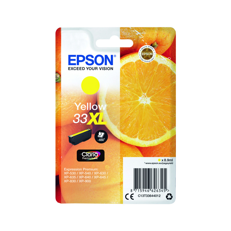 Epson+33XL+Oranges+Ink+Cartridge+High+Yield+Yellow+C13T33644012