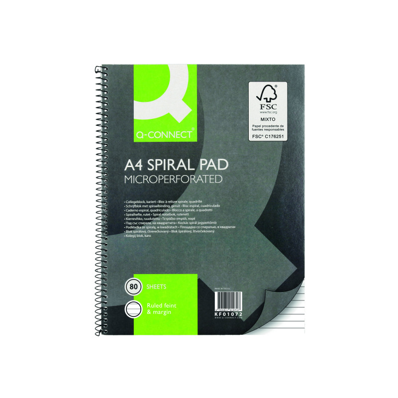 Q-Connect+Ruled+Margin+Spiral+Soft+Cover+Notebook+160+Pages+A4+%285+Pack%29+KF01072