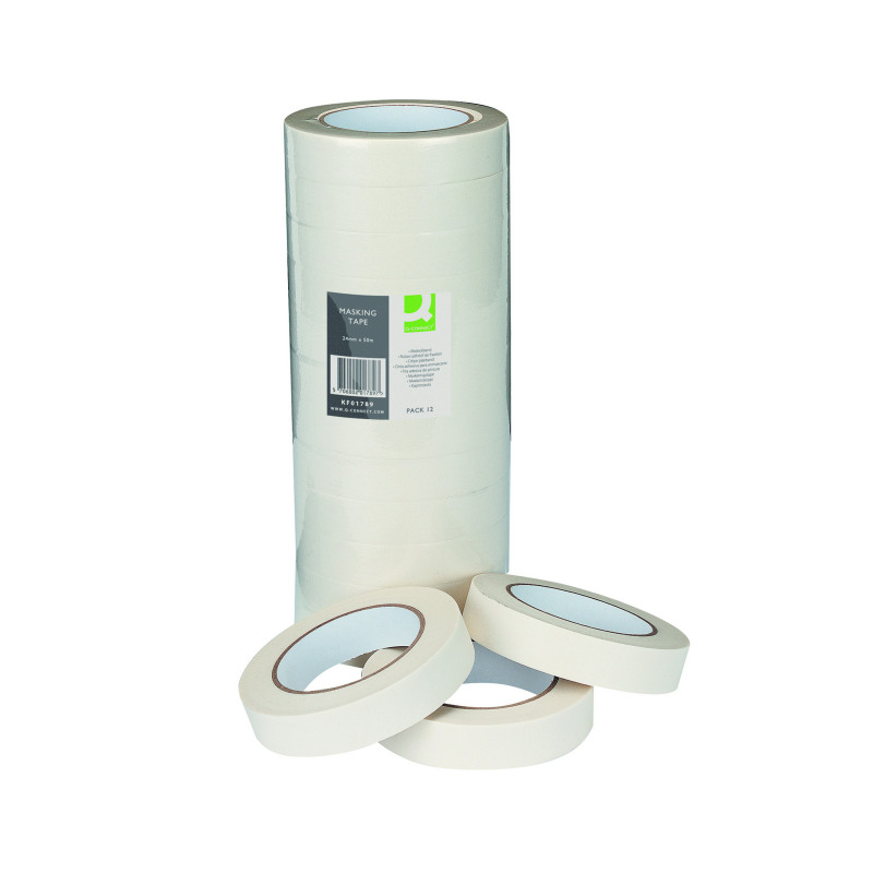 Q-Connect+Masking+Tape+24mm+x+50m+%2812+Pack%29+KF01789