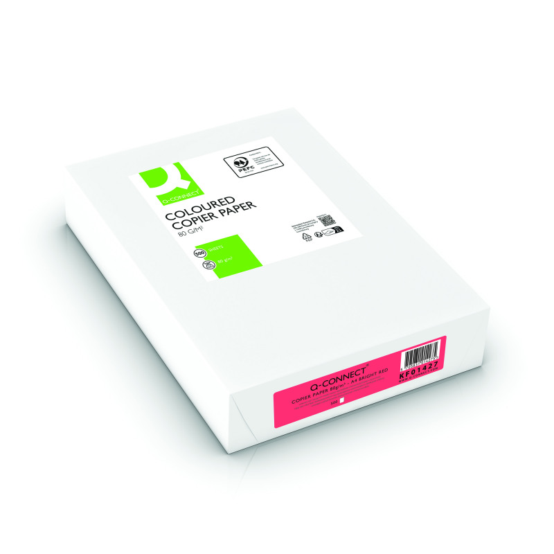 Q-Connect+Bright+Red+Coloured+A4+Copier+Paper+80gsm+Ream+%28Pack+of+500%29+KF01427