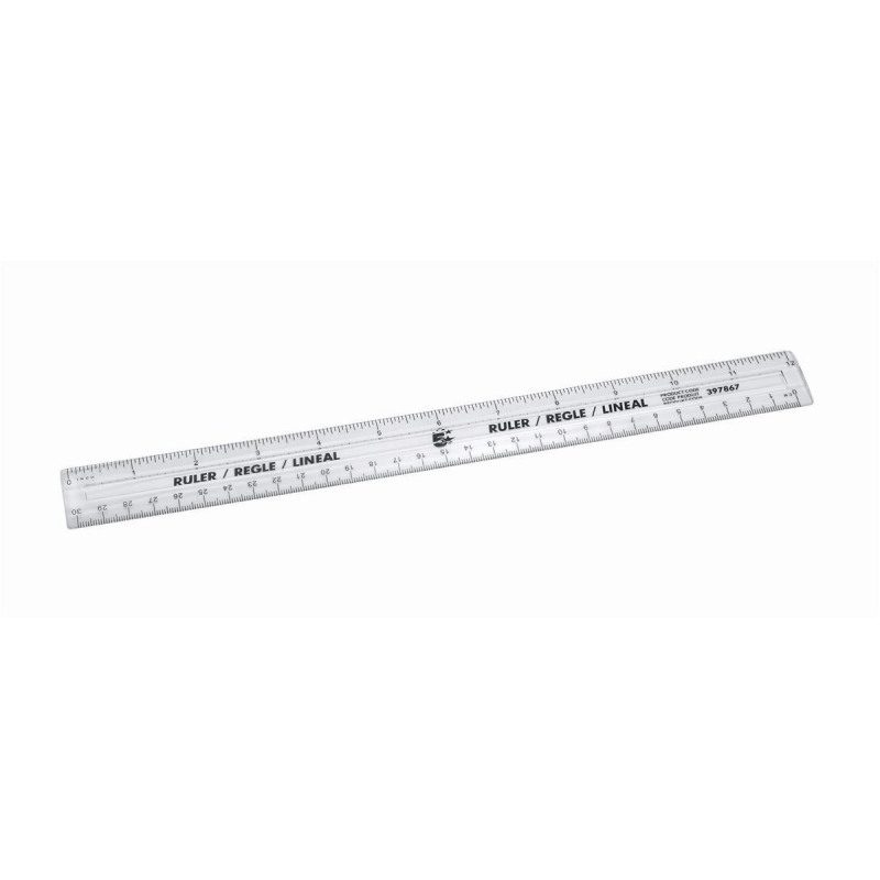 5+Star+Office+Ruler+Plastic+Metric+and+Imperial+Markings+300mm+Clear+%28Pack+of+10%29