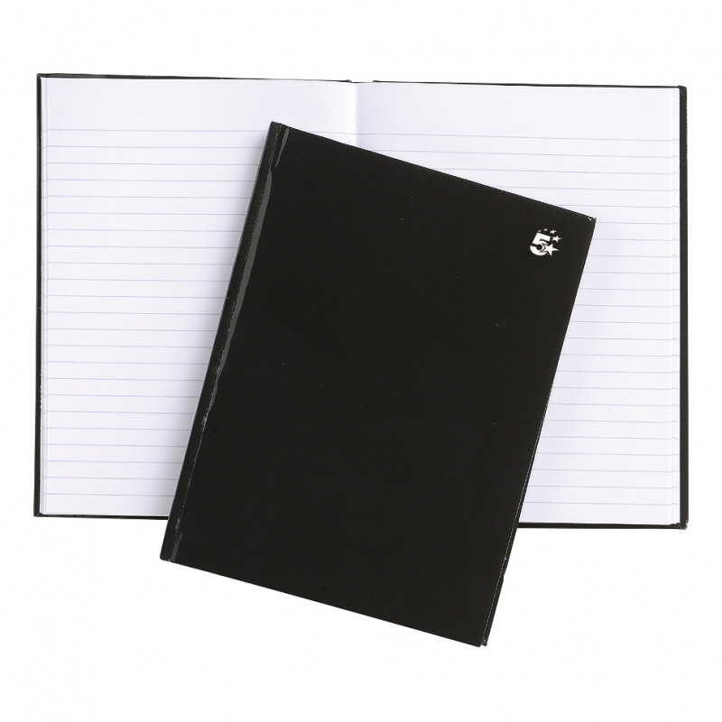5+Star+Office+Notebook+Casebound+80gsm+Ruled+160pp+A5+Black+%28Pack+of+5%29