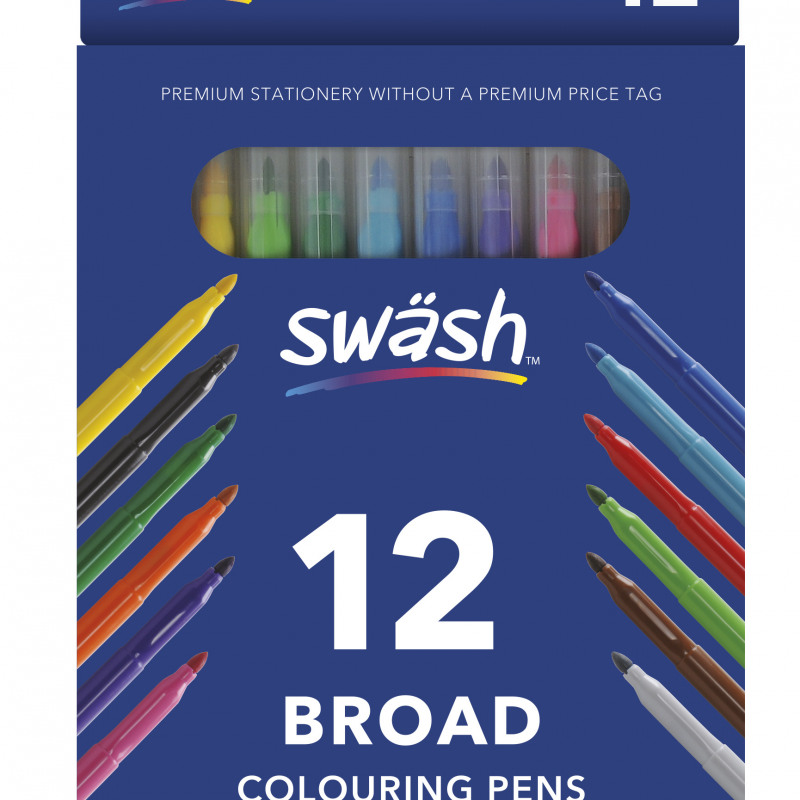 Swash+KOMFIGRIP+Colouring+Pen+Broad+Tip+Assorted+%28Pack+of+12%29+TW12BD
