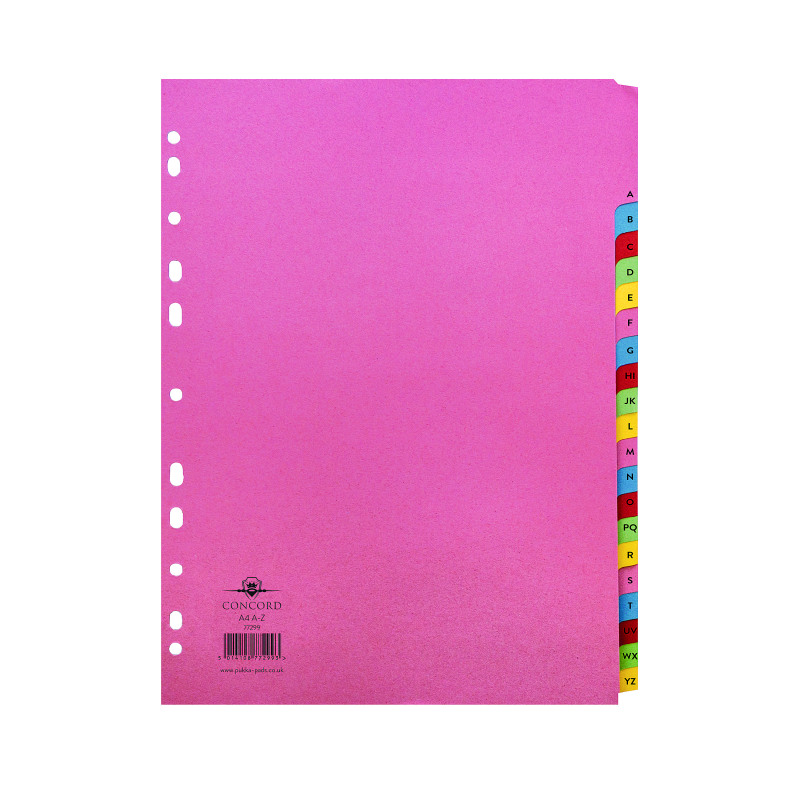 Concord+20-Part+A-Z+Reinforced+Subject+Divider+A4+Assorted+77299