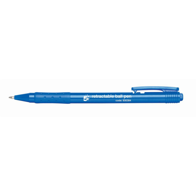 5+Star+Office+Retractable+Ball+Pen+Medium+1.0mm+Tip+0.7mm+Line+Blue+%28Pack+of+20%29
