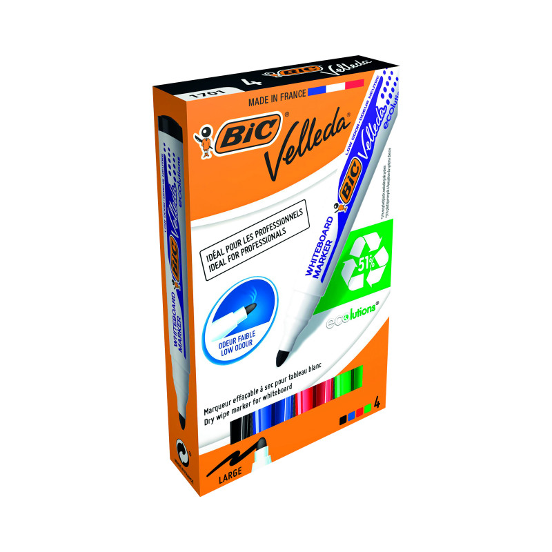 Bic+Velleda+1701+Whiteboard+Marker+Assorted+%28Pack+of+4%29+904941