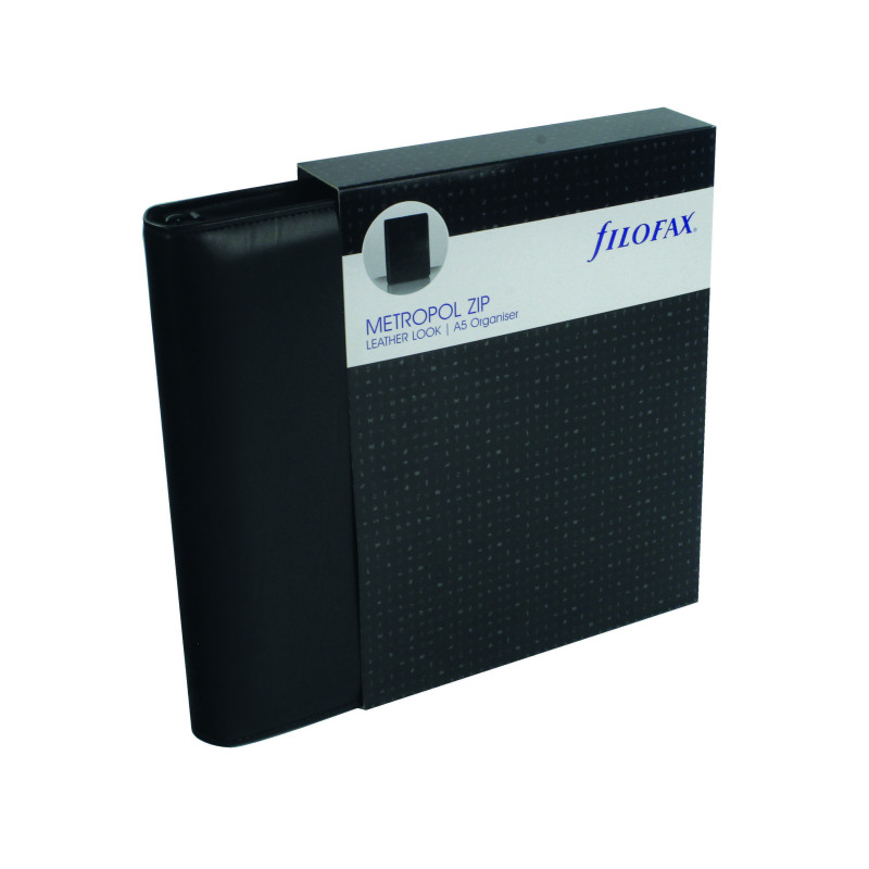 Filofax+Metropol+Black+A5+Zipped+Organiser+%28Includes+UK+and+ROI+bank+holidays%29+026979