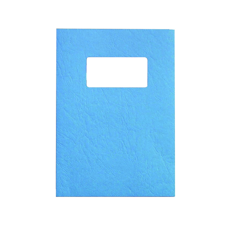 GBC+LeatherGrain+A4+Binding+Cover+with+Window+250gsm+Blue+%28Pack+of+50%29+46735E