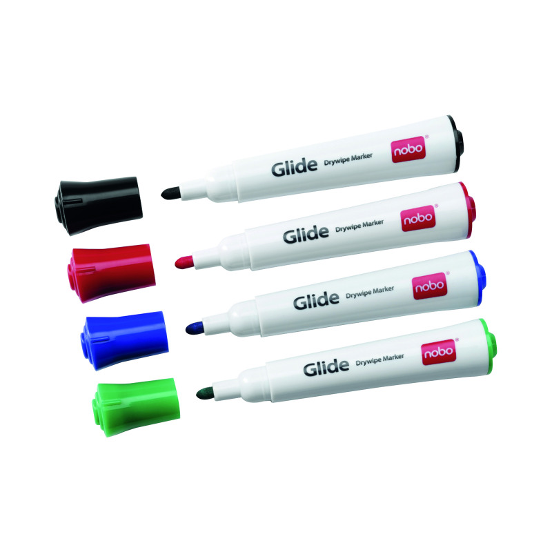 Nobo+Glide+Drywipe+Marker+Medium+Assorted+%284+Pack%29+1902096