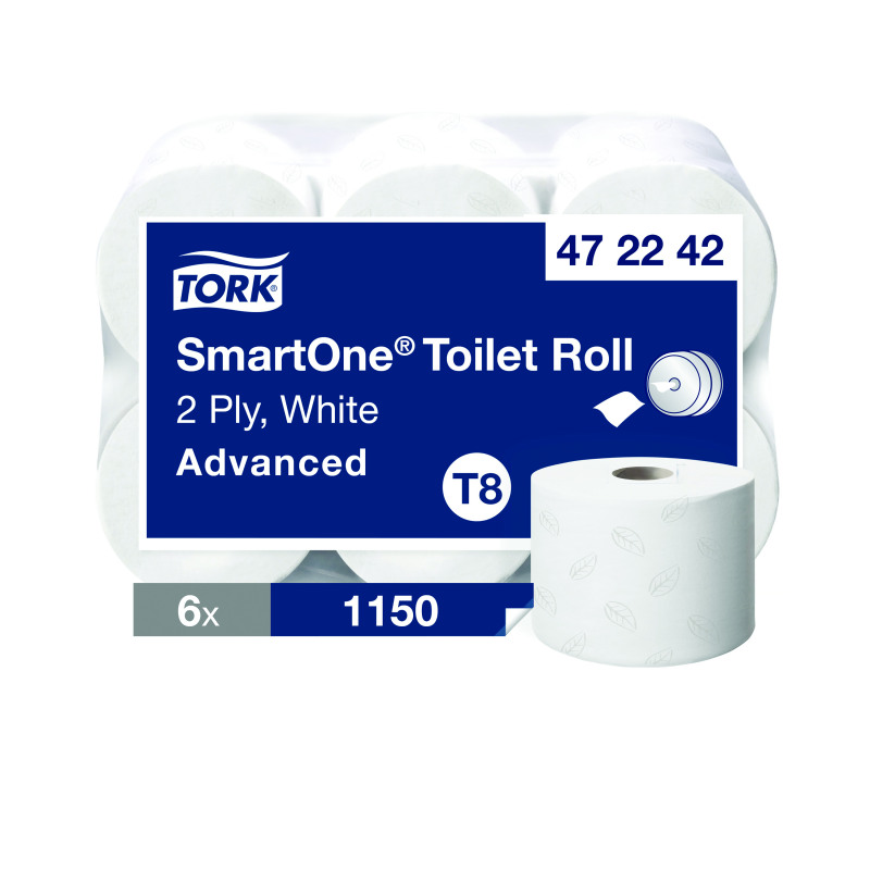 Tork+SmartOne+Toilet+Roll+2-Ply+White+1150+Sheets+%28Pack+of+6%29+472242