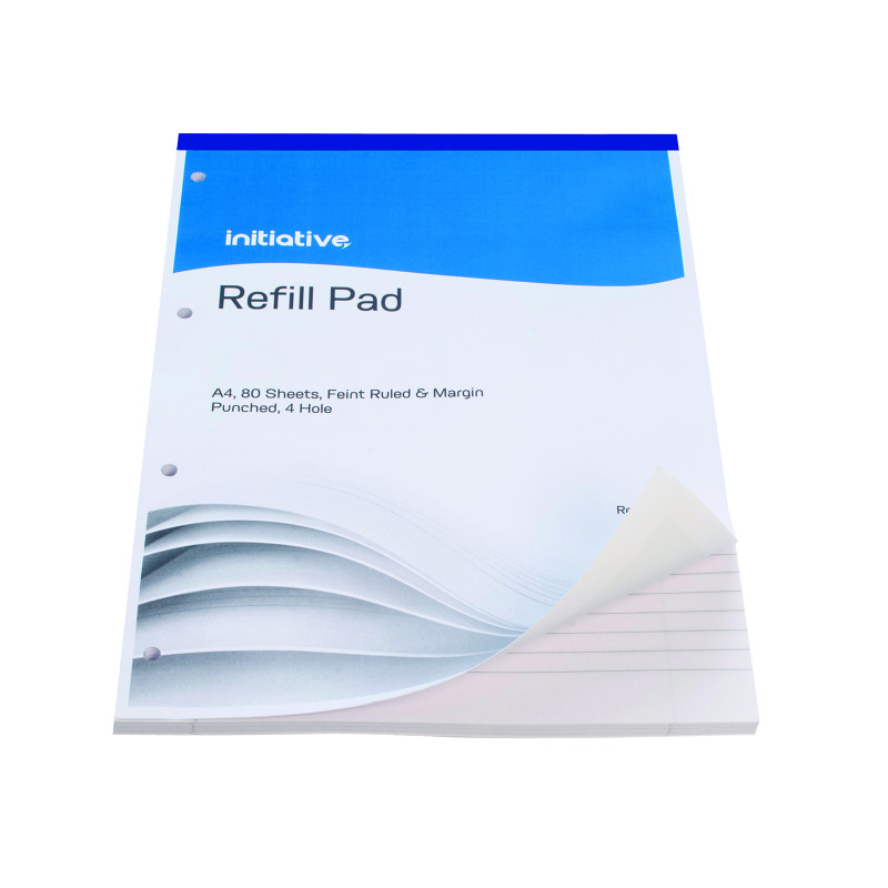 Initiative+Refill+Pad+A4+60gsm+Feint+Ruled+and+Margin+Punched+4+Hole+160+pages+%2810+Pack%29