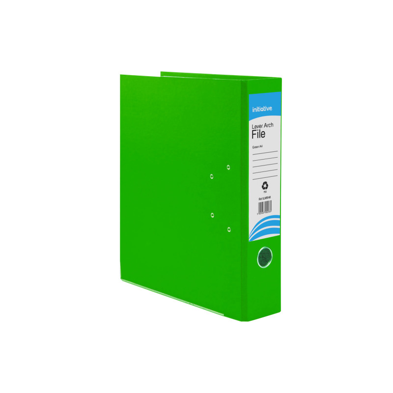 Initiative+Lever+Arch+File+A4+Green+Metal+Shoe+and+Thumbring+%2810+Pack%29