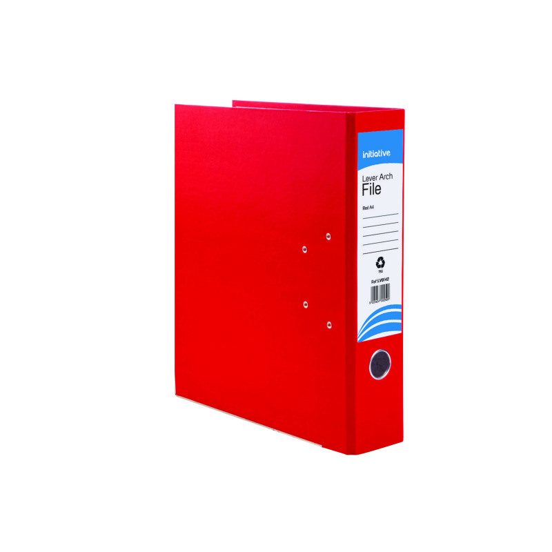 Initiative+Lever+Arch+File+A4+Red+Metal+Shoe+and+Thumbring+%2810+Pack%29