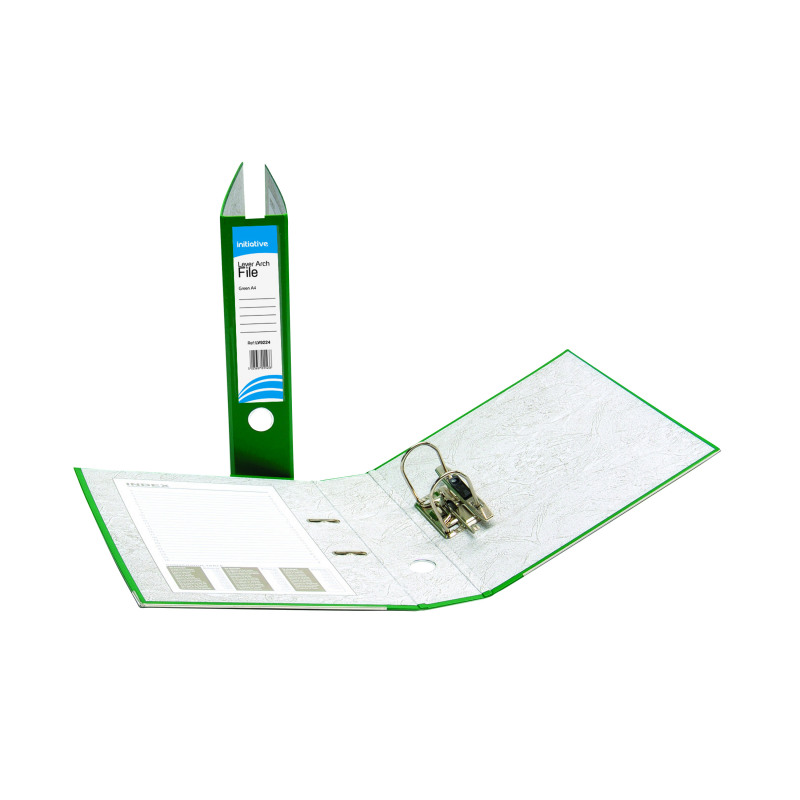 Initiative+Polypropylene+Coated+Board+Lever+Arch+File+A4+70mm+Spine+Green+%2810+Pack%29