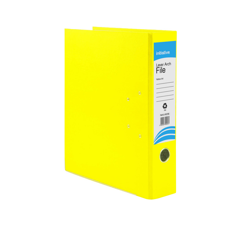 Initiative+Lever+Arch+File+Foolscap+Yellow+Metal+Shoe+and+Thumbring+%2810+Pack%29