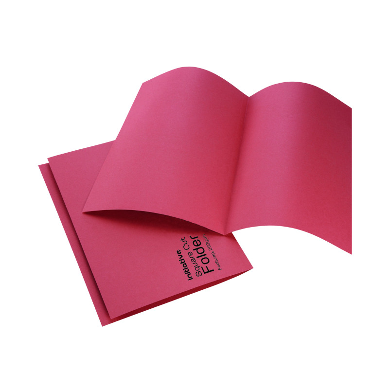 Initiative+Square+Cut+Folders+Mediumweight+250gsm+Foolscap+Red+%28100+Pack%29