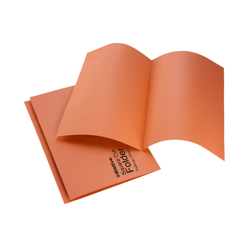 Initiative+Square+Cut+Folders+Mediumweight+250gsm+Foolscap+Orange+%28100+Pack%29