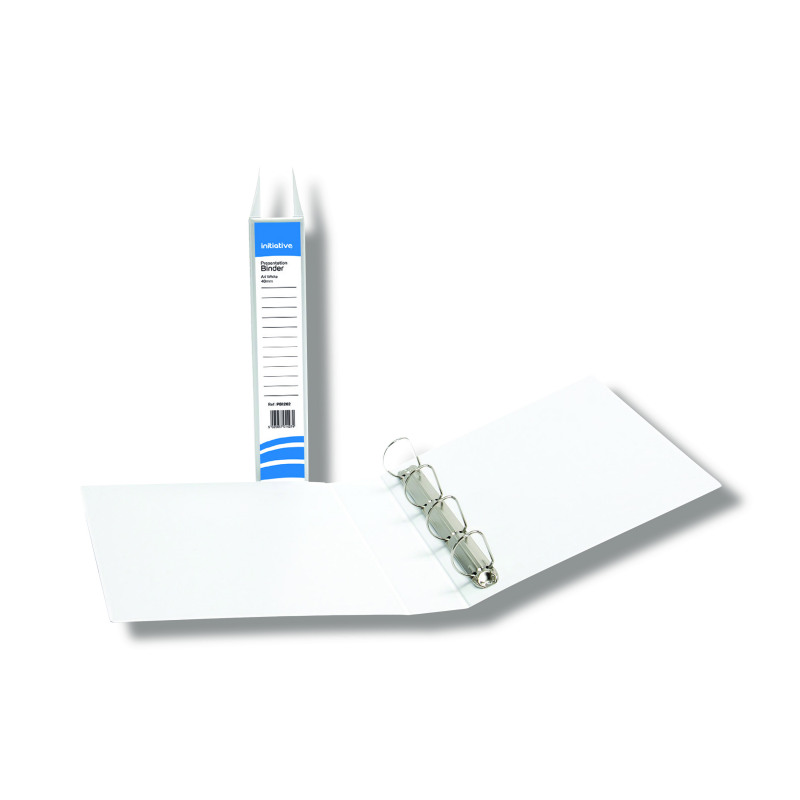 Initiative+Presentation+Binder+4+D+Ring+40mm+Capacity+White+%2810+Pack%29