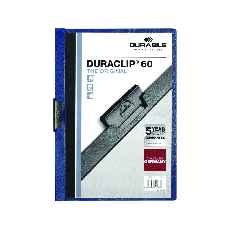 Durable+Clip+Folder+DURACLIP+60+A4+Dark+Blue+%28Pack+of+25%29+2209%2F07
