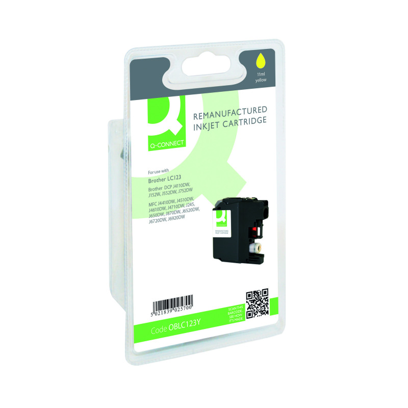 Q-Connect+Brother+LC123+Remanufactured+Inkjet+Cartridge+Yellow+RM-QC-6616-00