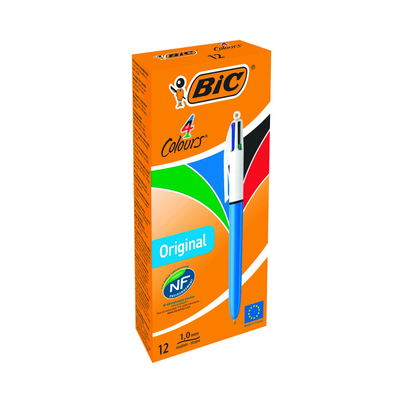 Bic+4+Colours+Retractable+Ballpoint+Pen+Blue%2FBlack%2FRed%2FGreen+Pack+of+12+801867SGL