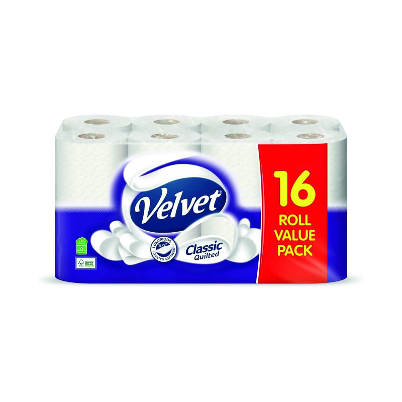 Velvet+Classic+Quilted+Toilet+Roll+3+Ply+%28Pack+of+16%29+1102202