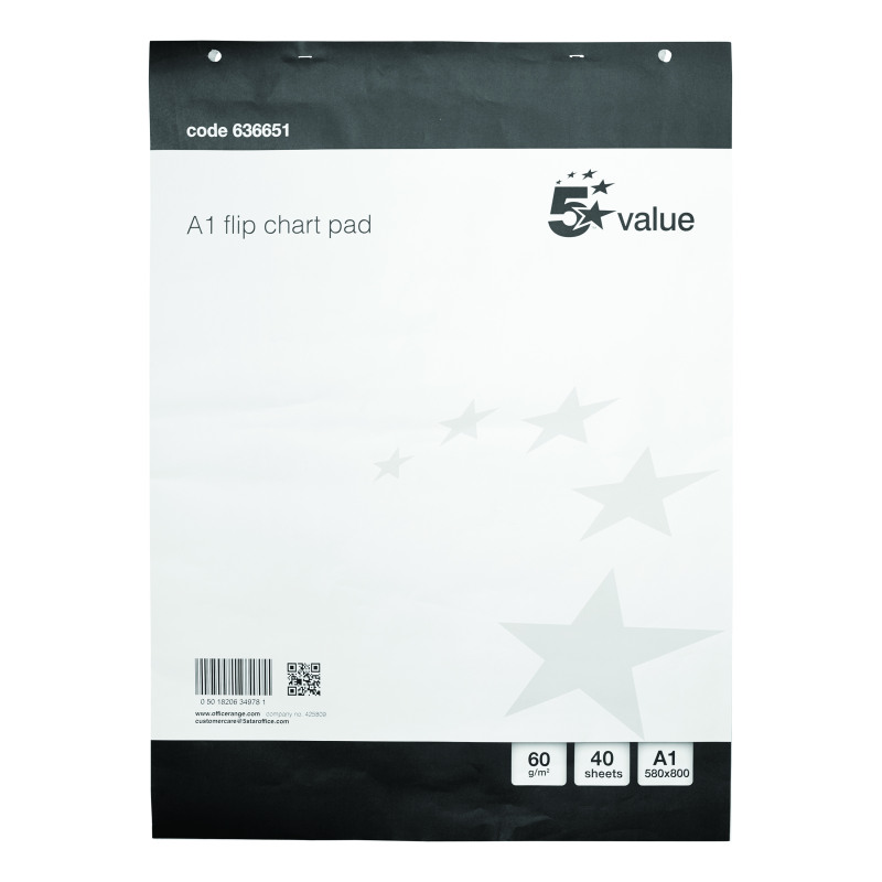 5+Star+Flipchart+Pad+Perforated+40+Sheets+A1+%28Pack+of+5%29