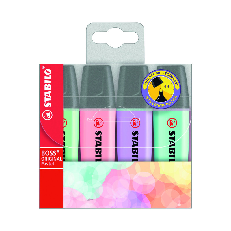 Stabilo+Boss+Original+Highlighter+Assorted+Pastel+%28Pack+of+4%29+70%2F4-2