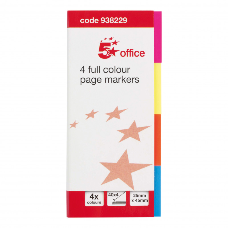 5+Star+Office+Index+Flag+Neon+Four+Colour+%28Pack+of+5%29